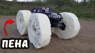 HUGE FOAM wheels on Traxxas Summit 4x4