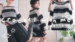 crochet a striped sweater with me🐈‍⬛ + free pattern ! (fall crochet piece)