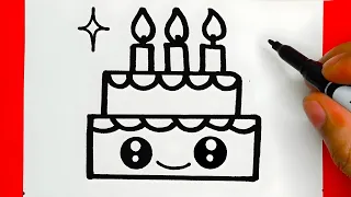 HOW TO DRAW A CUTE CAKE | DRAWINGS LAND