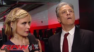 Jon Stewart reacts to his confrontation with Seth Rollins: Raw, March 2, 2015