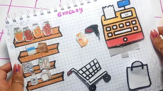 [💸paper diy💸]Paper play | Grocery shopping 🛒🍎 [ASMR] 종이 장난감 | 식료품 점