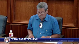 FY 2023 Budget Hearing - Senator Joe S. San Agustin - May 12, 2022 9am DOE