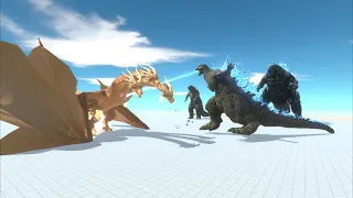 Godzilla Minus One and Godzilla 2014 attack King Ghidorah but fail