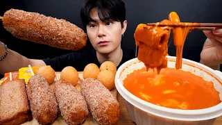 SUB) 명랑핫도그 신메뉴 로제떡볶이, 핫도그 솔직한 먹방 리얼사운드_New Menu Rosé Tteokbokki, Korean Corn Dog (Hot Dog) Realsound