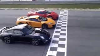 Drag race  McLaren MP4 12C   Ferrari 458   Porsche 997 Turbo