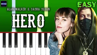 Alan Walker & Sasha Sloan - Hero - Piano Tutorial [EASY]