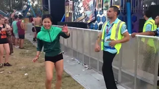 Gabber sesh with security guard at Defqon but it's backwards