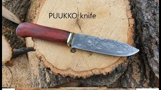 Bike Chain Damascus PUUKKO knife