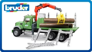 Bruder Toys MACK Granite Timber truck with loading crane and 3 trunks # 02824