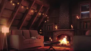 Уют у камина шум дождя за окном рядом кот -Sounds of rain and bonfire by the fireplace for sleeping