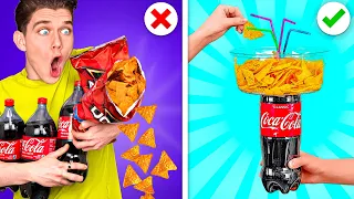 TRYING 100 FOOD HACKS IN 24 HOURS!! Breaking Rules, Facing Fears Blindfolded & Dates vs Pranks