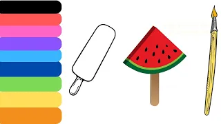 drawing and colouring. fun watermelon ice cream