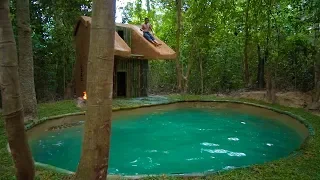 Jungle Survival: Build The Most Beautiful Bamboo Swimming Pool for Slide Roof Villa by Ancient Skill