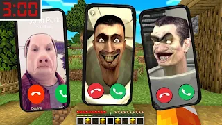 NIGDY NIE ODBIERAJ TELEFONU OD SKIBIDI TOILET, JOHN PORK O 3 W NOCY w Minecraft!