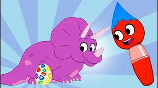 Painting Dinosaur Eggs | Fun Animal Cartoons | Kids Videos | Learning for Kids