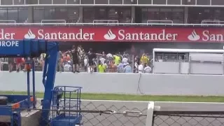 Williams F1 Team garage fire after their race victory and team celebrations. Part 2