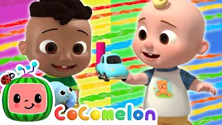 JJ and Cody's Rainbow Toy Cars Playtime! | Anansi Song | CoComelon Nursery Rhymes & Kids Songs