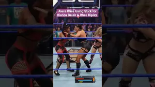 Alexa Bliss Using Stick for Bianca Belair & Rhea Ripley wwe2k23 ps5 shorts virul video 🔥