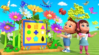 Learn Shapes for Children with Little Baby Fun Play with Wooden Shapes ToySet Flowers Insects 3D Edu