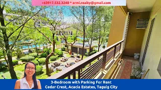 3BR (H301) Condo for Rent with Parking at Cedar Crest, Acacia Estates, Taguig