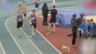 Not so fast! Irish runner gets entangled in a freak accident