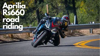 Aprilia Rs660 following a Yamaha R6