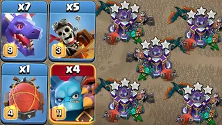 Air Hybrid 3 Stars Attack with x7 Dragon + x5 Rider + x4 Super Minion Blimp Strategy 2023