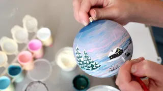 Мастер-класс по росписи новогоднего шара "Деревенский зимний пейзаж". Painting of Christmas ball/DIY