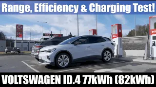 VW ID4 77kWh (82kWh) Range, Efficiency & Charging Test