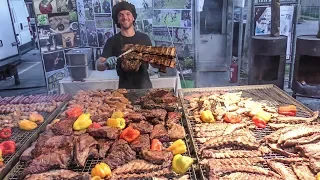 Huge Asado from Argentina. Street Food Festival seen in Italy