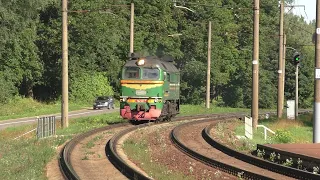 Тепловоз М62-1107 на перегоне Уша - Олехновичи / Diesel locomotive M62-1107.