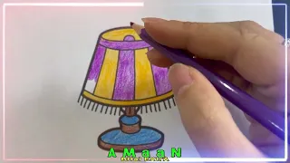 Instructions for coloring the yellow night lamp art picture