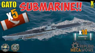 NEW SUBMARINE Gato 5 Kills & 120k Damage | World of Warships Gameplay