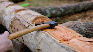 Hewing a Black Cherry Log. Part 1 Rough.