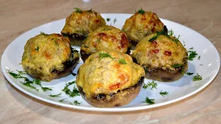 Фаршированные грибы шампиньоны с сыром и фаршем в духовке рецепт