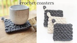 Easy + Quick Modern Chunky Crochet Coaster Tutorial -  Crochet a Coaster in 30 min!