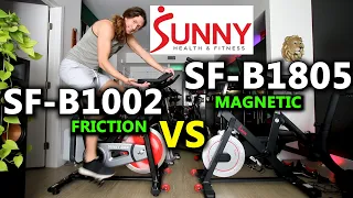 Sunny SF-B1002 vs Sunny SF-B1805 /// Friction vs Magnetic Resistance exercise bike