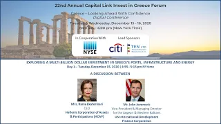 2020 - Capital Link 22nd Annual Invest in Greece Forum - Exploring a Multi-Billion Dollar Investment