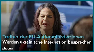 Doorsteps vor dem Treffen der EU-Außenminister:innen u.a. von Annalena Baerbock am 26.06.23