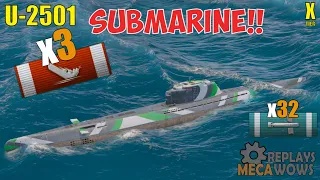 Submarine U-2501 3 Kills & 193k Damage | World of Warships Gameplay