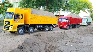 Xe Tải Hạng Nặng Chở Đầy Thùng Cát, Xe Ben 4 Chân Chạy Quá Tải, Ô Tô Máy Xúc, Dump Truck, Excavator