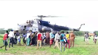 4 people seriously injured as KDF   Helicopter carrying food aid crash in Buna wajir North today.