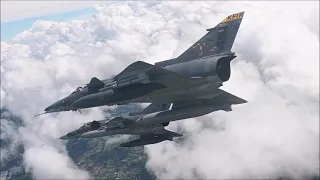 Colombian Kfir C.12 and C.10 filmed from an USAF F-16D