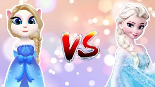 outfit Angela #my talking Angela 2  🆚Disney Princes Elsa# new update game play My talking Angela 2 😊