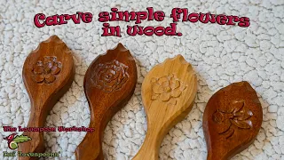 Learn to carve simple flowers in wood. (demonstration for beginners)