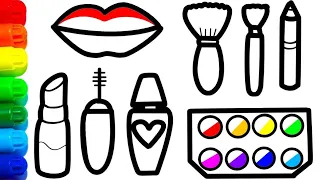 How to draw 💄 colorful 😋 makeup Drawing and Painting a Makeup Set for Kids@BachaParty17