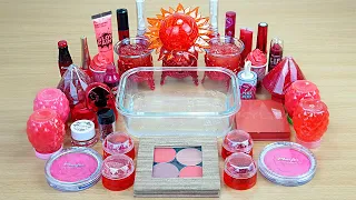 RED SLIME Mixing makeup and glitter into Clear Slime Satisfying Slime Videos