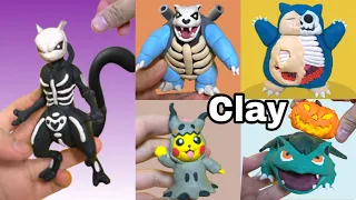 Halloween Pokémon Figures Making -  Mewtwo, Blastoise, Pikachu, Snorlax, Mimikyu, Venusaur｜ clay art