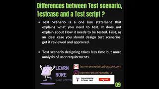 Concept 9 : Difference between Test Scenario , Test Case and Test Script | Testing Concepts in Tamil