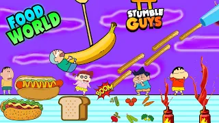 Shinchan goes in food world 😱🔥 | shinchan and friends playing burrito bonanza map in stumble guys 😂🔥